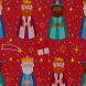 Papel de regalo Reyes Magos rojo estucado