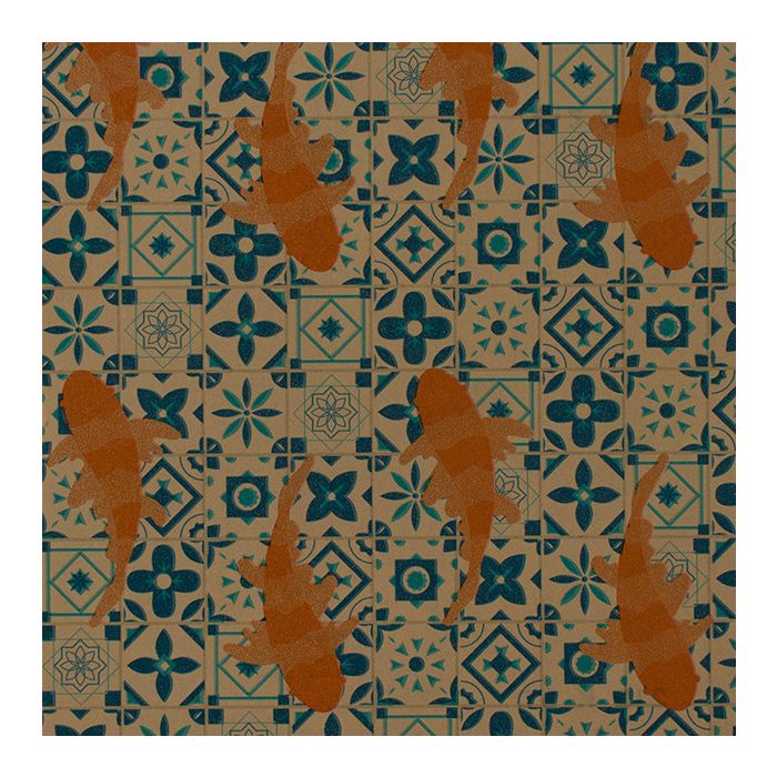 Papel de regalo pez koi kraft