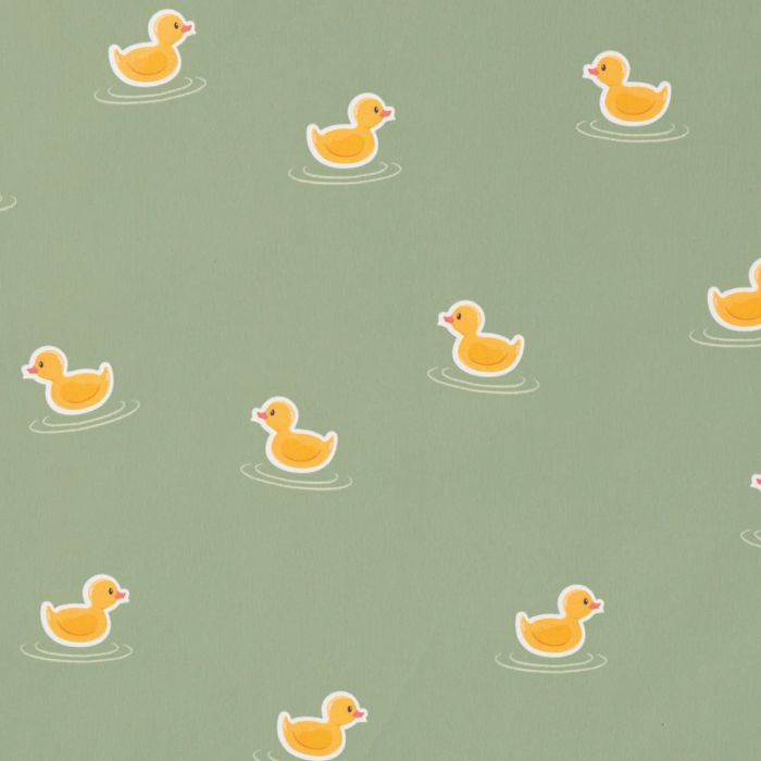 Papel de regalo Patitos Amarillos estucado verde
