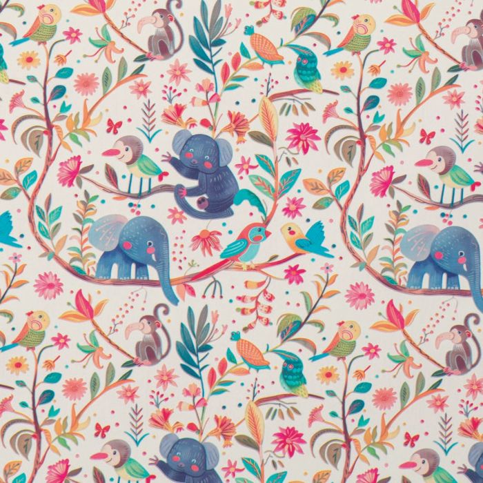 Papel de regalo Fiesta en la Selva estucado blanco
