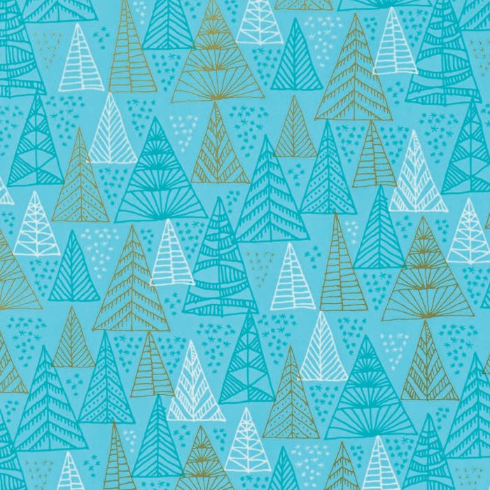 Papel de regalo Bosque de Navidad turquesa
