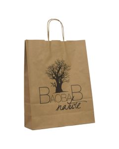 Bolsa papel Baobab kraft impresa en negro
