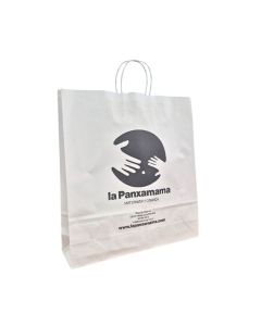 Bolsa de papel 42x46x12 Asa rizada blanca  personalizada