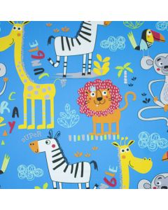 Papel de regalo Jungle azul estucado