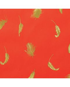 Papel de regalo Plumas Elegantes – Estucado rojo, bobina de 100 m