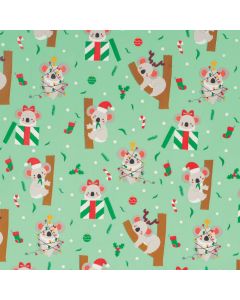 Papel de regalo Dulce Navidad Koala acabado estucado verde