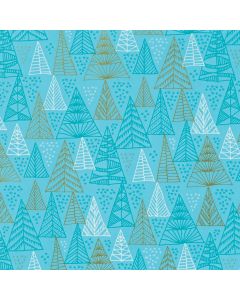Papel de regalo Bosque de Navidad turquesa