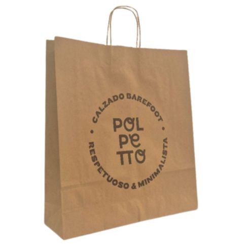 Bolsa de papel 42x46x12 Asa rizada kraft liso 