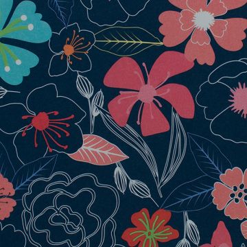 papel de regalo flor primavera azul