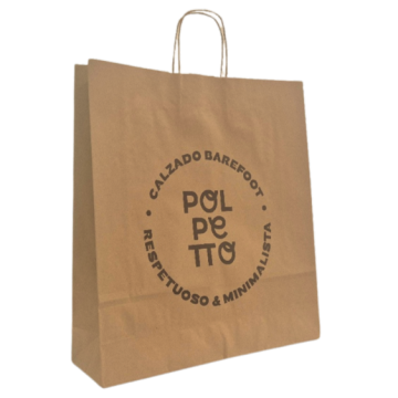 Bolsa de papel 42x46x12 Asa rizada kraft liso personalizada