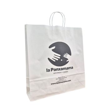 Bolsa de papel 42x46x12 Asa rizada blanca  personalizada