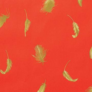 Papel de regalo Plumas Elegantes – Estucado rojo, bobina de 100 m