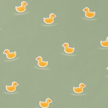 Papel de regalo Patitos Amarillos estucado verde