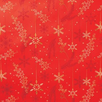 Papel de regalo Hielo y Estrellas acabado estucado rojo