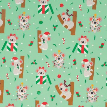 Papel de regalo Dulce Navidad Koala acabado estucado verde