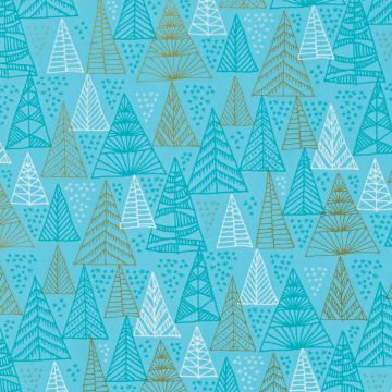 Papel de regalo Bosque de Navidad turquesa