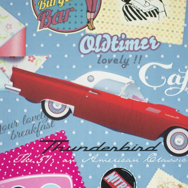 Papel de regalo Pop Retro azul estucado