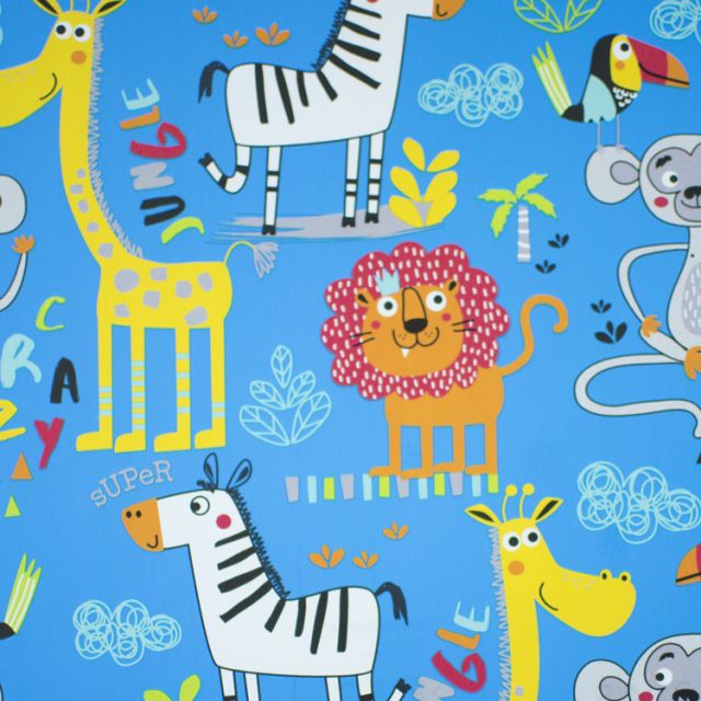 Papel de regalo Jungle azul estucado