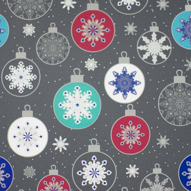 Papel de envolver Christmas Bulbs gris estucado